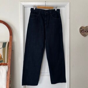 Helmut Lang Crop Full Men's Size 30 Dark Blue Wide-Leg Jeans Casual Minimalist